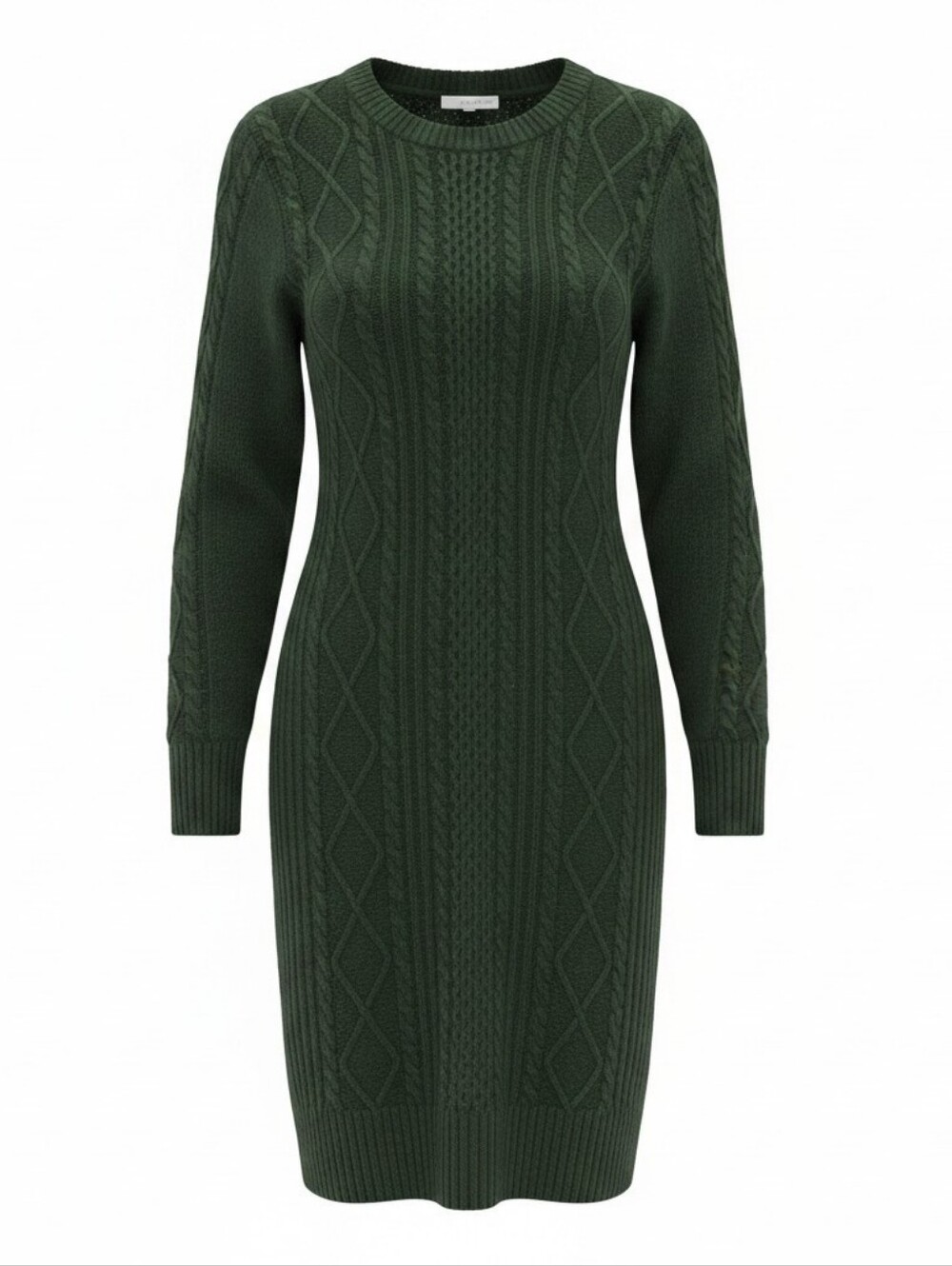 Women’s Forest Green Cable Knit Sweater Dress